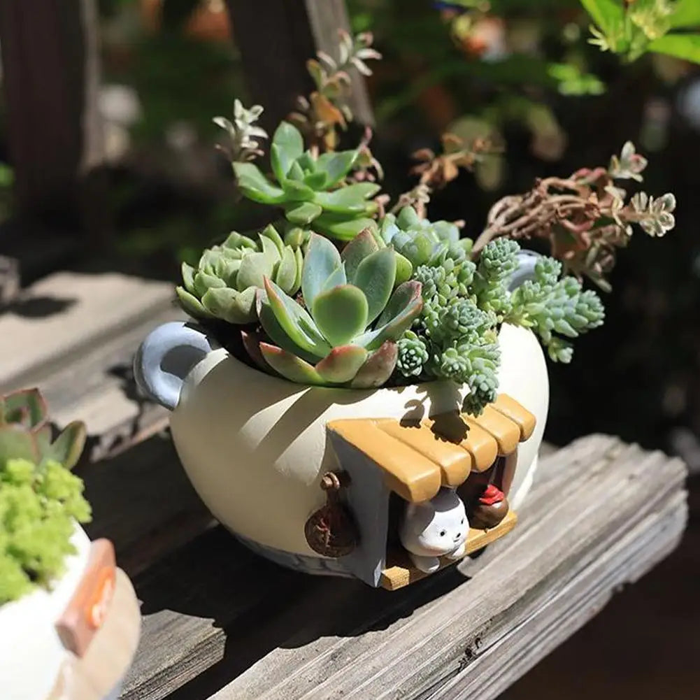 Kitty Fox Resin Succulent Planter | Mini Fairy Garden Pot