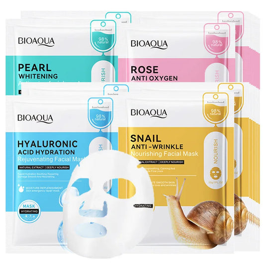 BIOAQUA Snail Hyaluronic Acid Face Mask 20pcs | Hydrating & Firming Hydrating Sheet Mask Peaceful Pleasures Health and Wellness