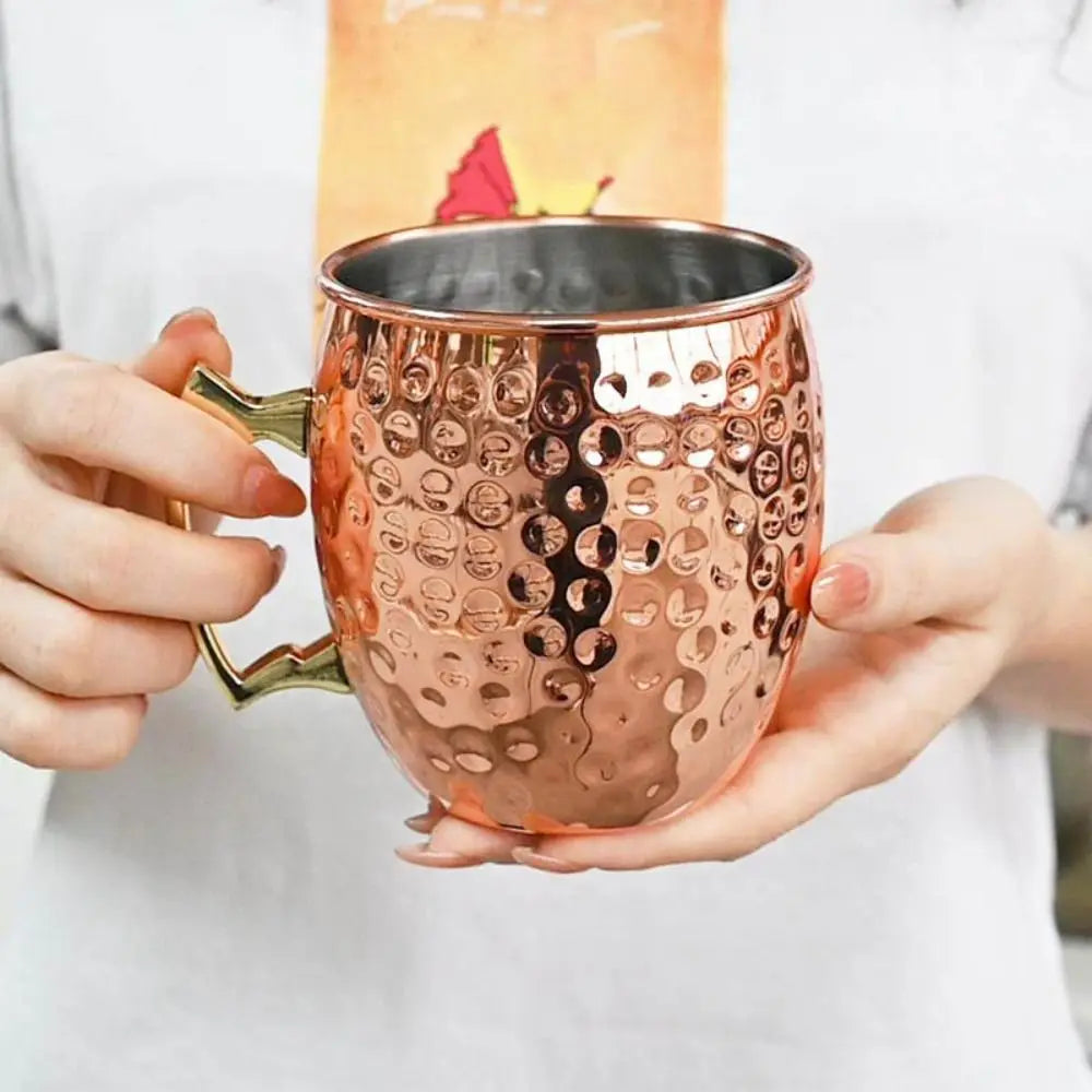 500ml Pure Copper Moscow Mule Mug | Handcrafted Brushed Cup