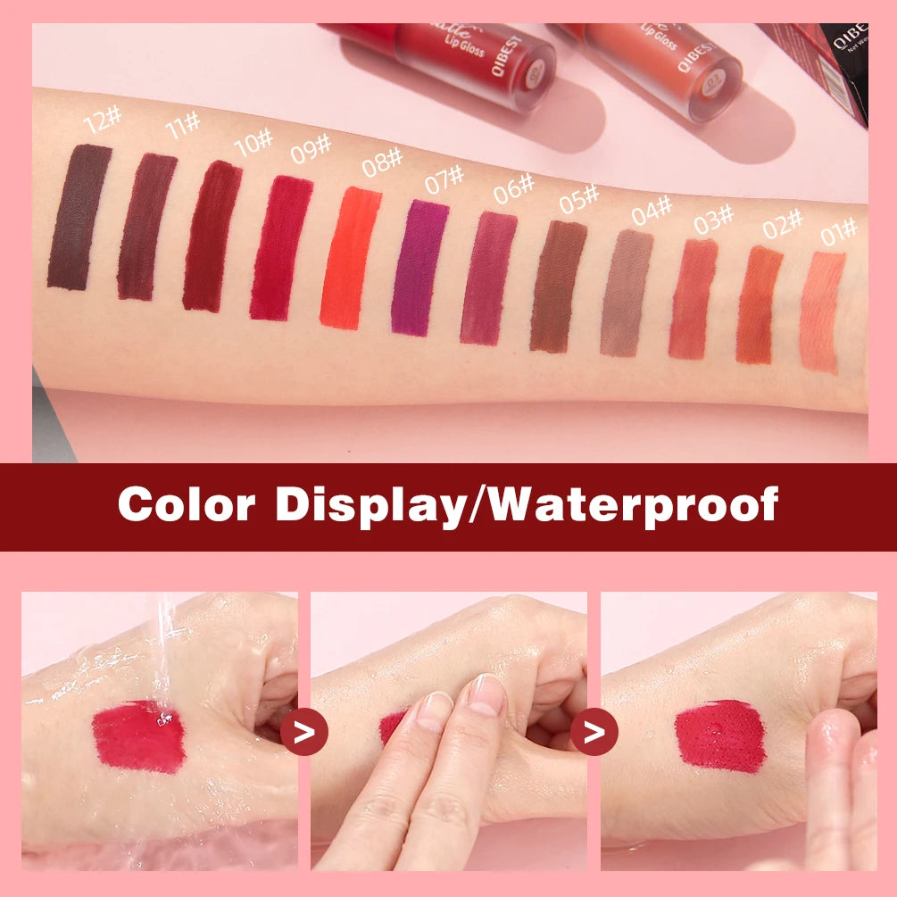 QIBEST Sexy Red Lasting Velvet Matte Lip Gloss Waterproof Nonstick Cup Liquid Lipstick Makeup For Women Beauty Lip Glaze Tint Peaceful Pleasures Health and Wellness