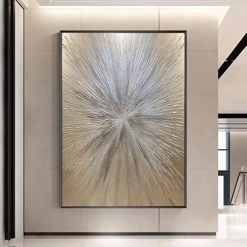 Golden Lines Decoration Painting, Abstract Texture Hanging Painting, Modern Sofa Background Wall Decoration, Living Room Bedroom Peaceful Pleasures Health and Wellness