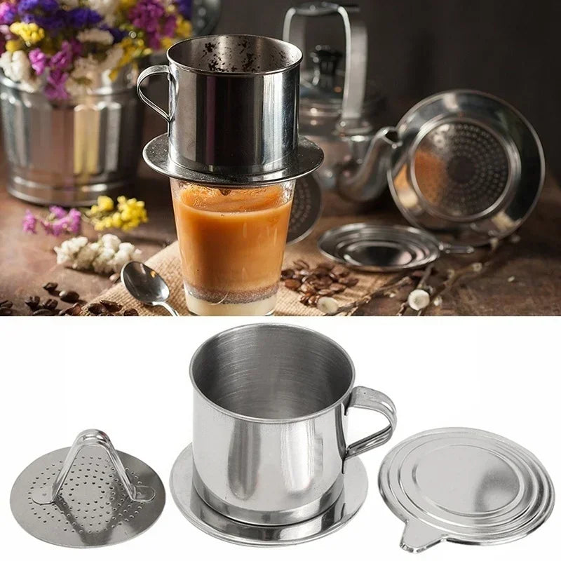 Vietnamese Phin Coffee Filter – Stainless Steel Drip Coffee Maker for 1-2 Cups