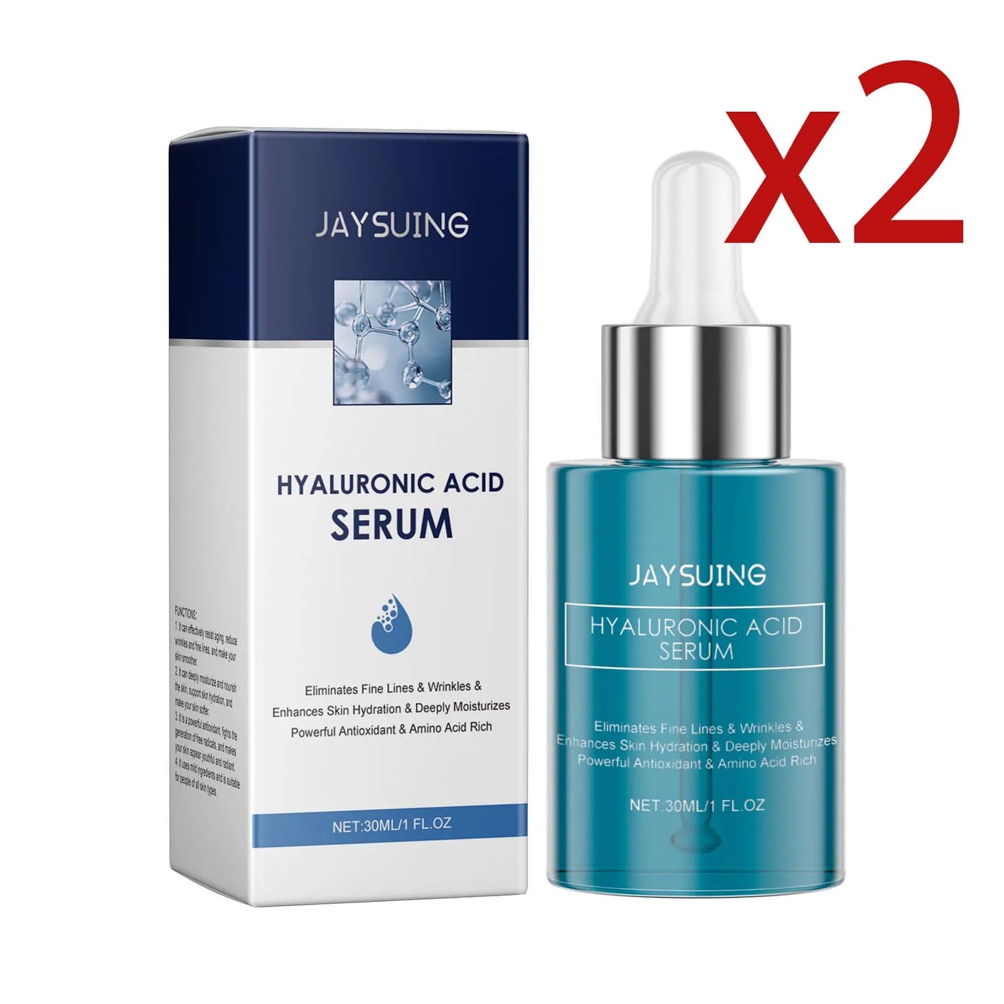 Hyaluronic Acid Facial Essence for Smooth Skin Peaceful Pleasures Health and Wellness 2x30ml 30ml