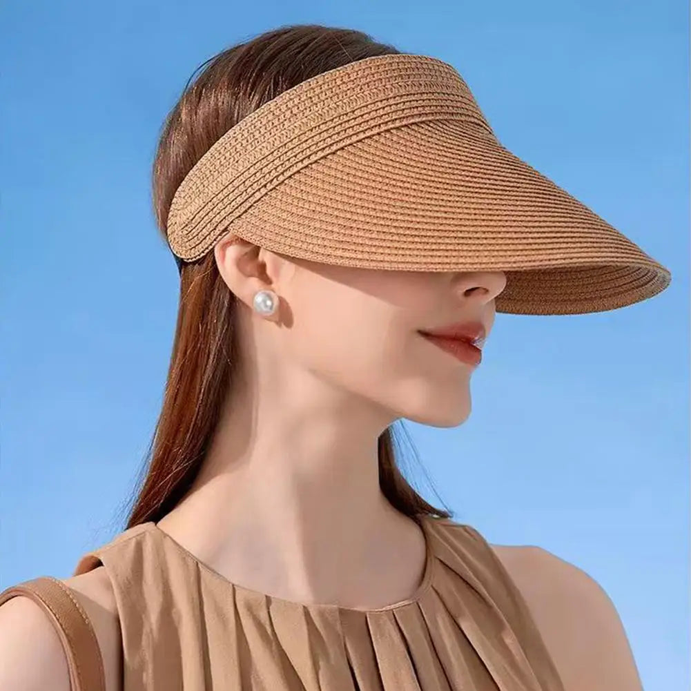 Wide Brim Straw Visor Hat – UPF 50+ UV Sun Protection