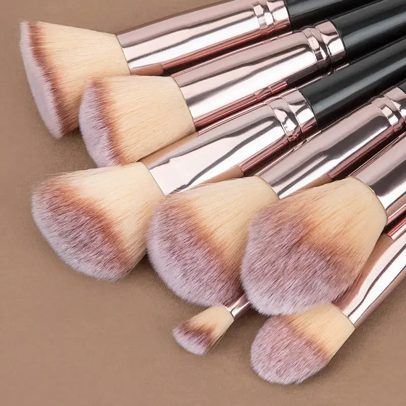 RUNTOIN Black Makeup Brush Set 3-20Pc | Kabuki Blending Brushes