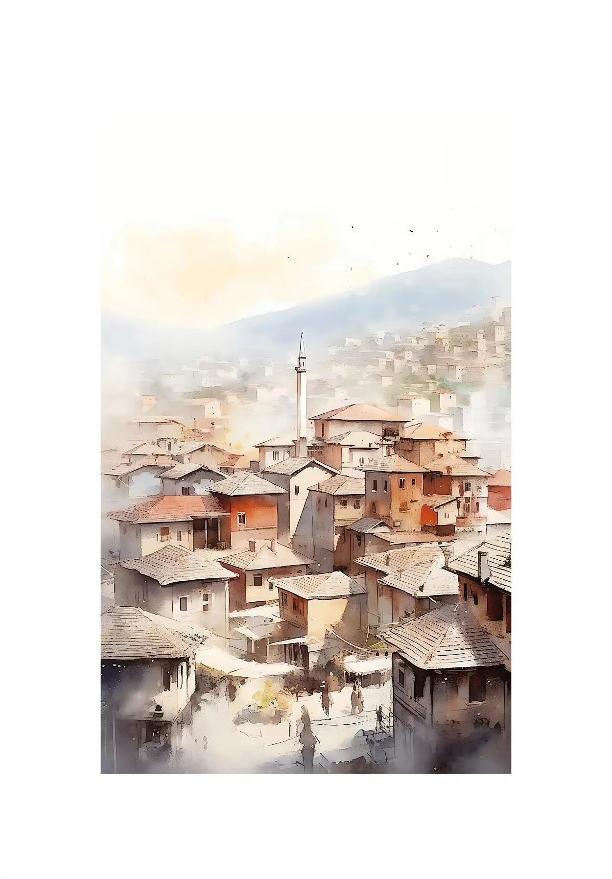 Watercolor World Scenery Canvas Print | Frameless Wall Art Canvas Wall Print Peaceful Pleasures Health and Wellness 7 20x30cm Unframed