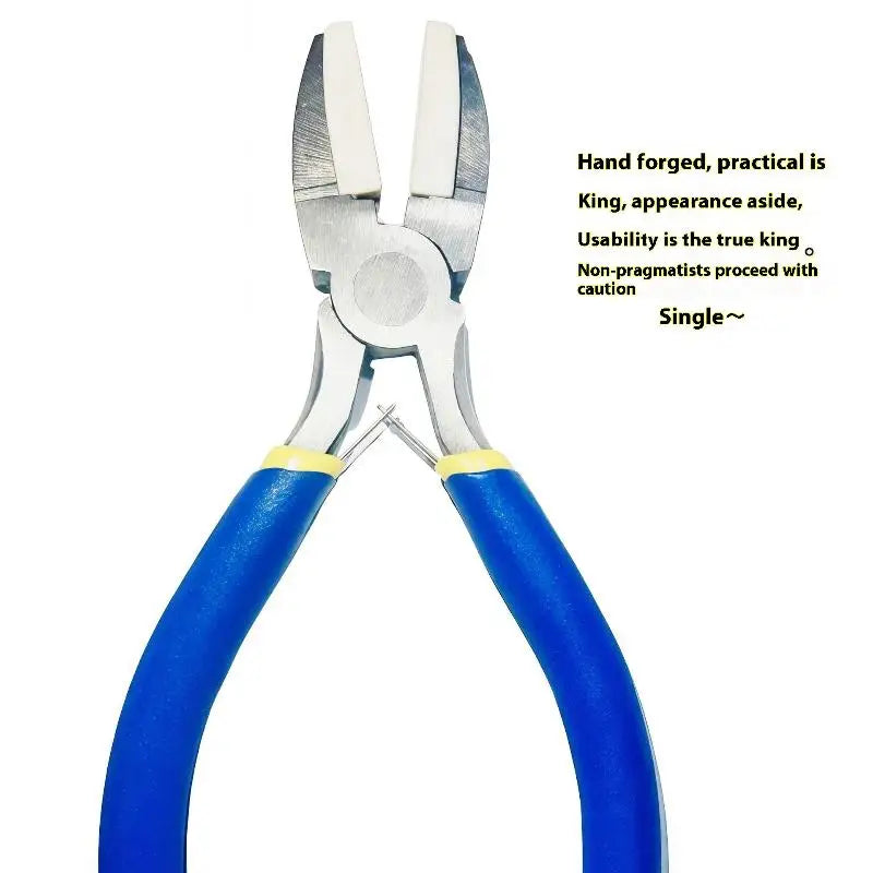 Non-slip PVC Handle Flat Nose Pliers Double Nylon Jaw Pliers Jewelry Plier Wire Straightentener Craft DIY Jewelry Making Peaceful Pleasures Health and Wellness Blue yellow A