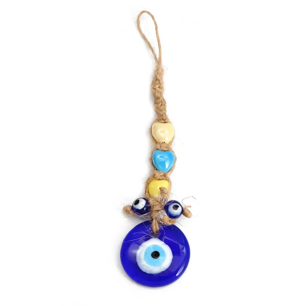 Evil Eye Charm Protection Tassel Crystals Feng Shui Car Room Decor Turkish Blue Eye Retro Glass Pendant Home Decor Gifts nordic Peaceful Pleasures Health and Wellness BE445BU00
