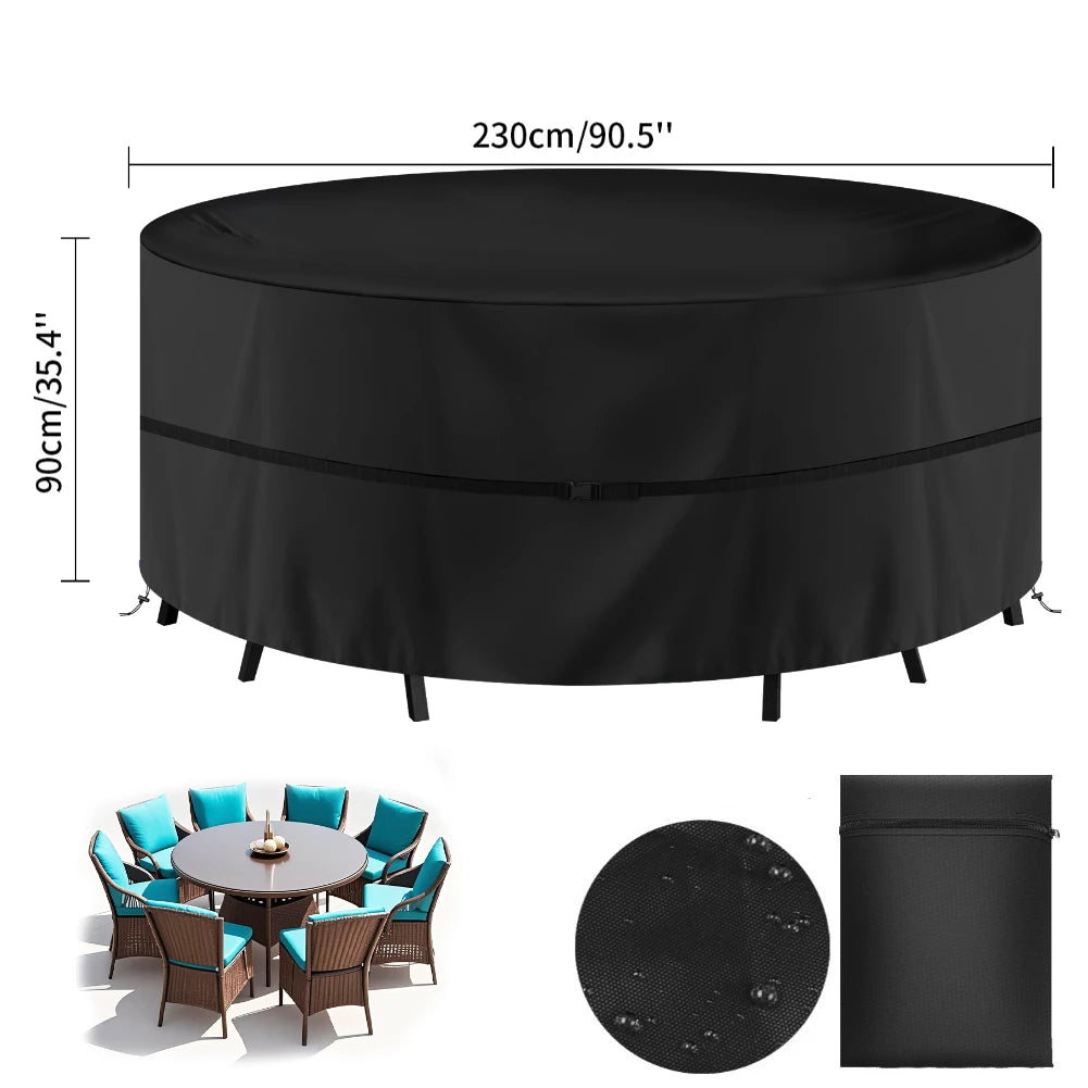 Outdoor Furniture Dust Cover 210D Oxford Cloth Garden Chair Cover Sofa Cover Waterproof Outdoor Patio Table Furniture Cover Peaceful Pleasures Health and Wellness Round 230x90cm