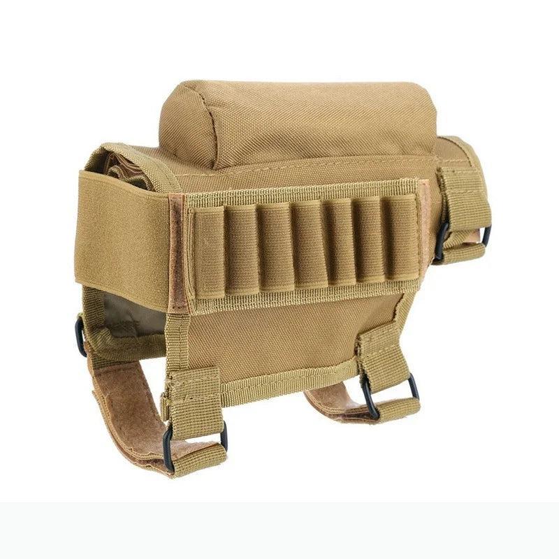 Cartridge Bag Tactical 2-in-1 gun holderTactical Buttstock Shotgun Rifle Stock Ammo Portable Pouch Molle Cartridge Holder Gun Peaceful Pleasures Health and Wellness yellow color