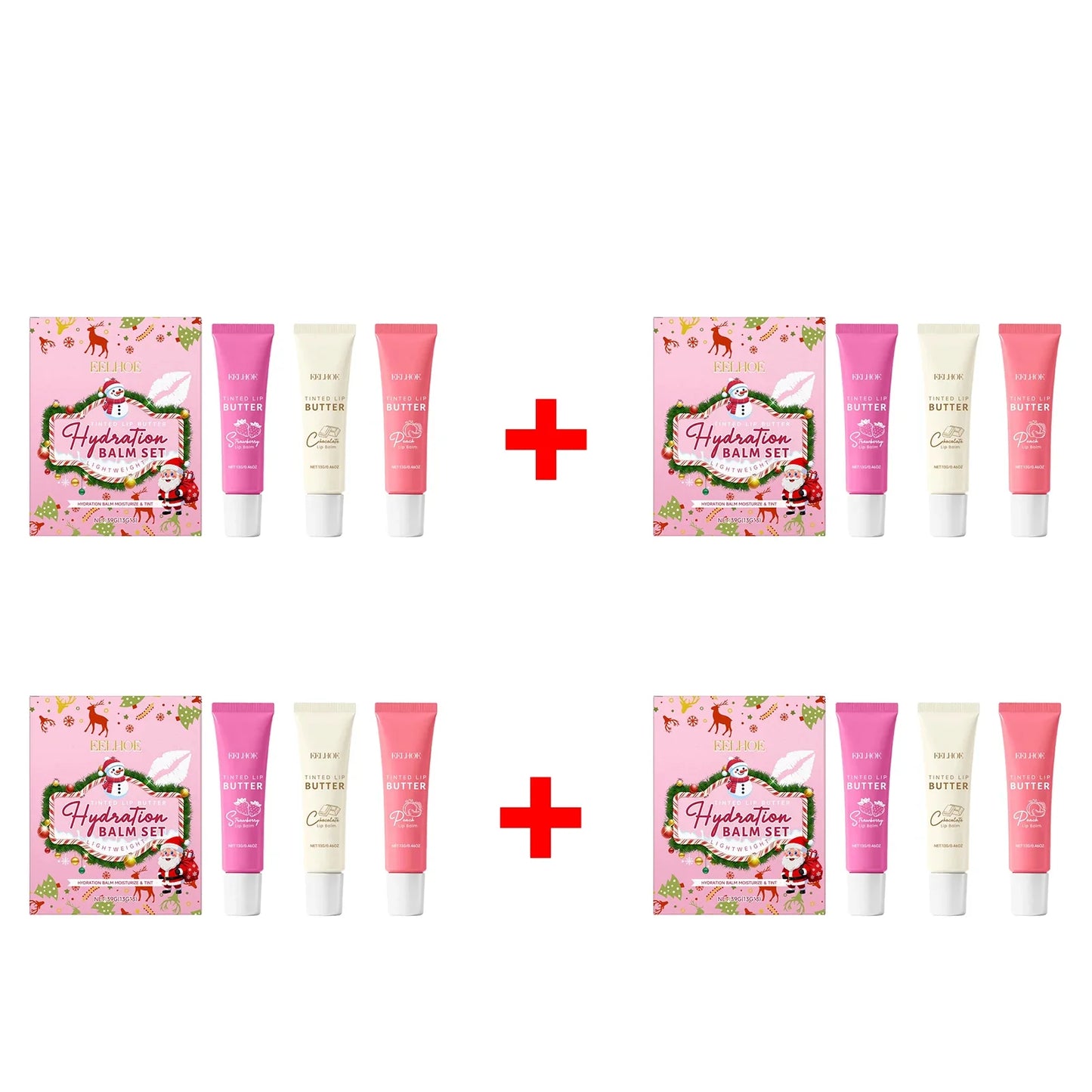 EELHOE Christmas Tinted Lip Balm Set – Moisturize & Exfoliate