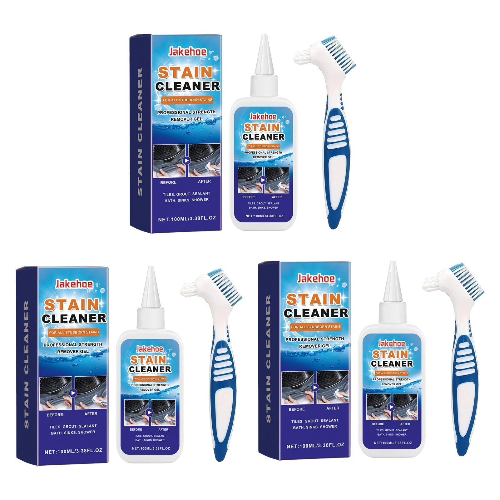 Household Stain Removing Gel Grout Cleaner For Tiles Grout Sealant Bathroom Kitchen Sinks Powerful Cleaning Agents With Brush Peaceful Pleasures Health and Wellness 3pcs