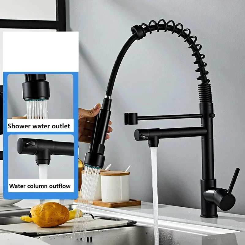 All-Copper Pull-Down Spring Kitchen Faucet | Hot Cold & Purified