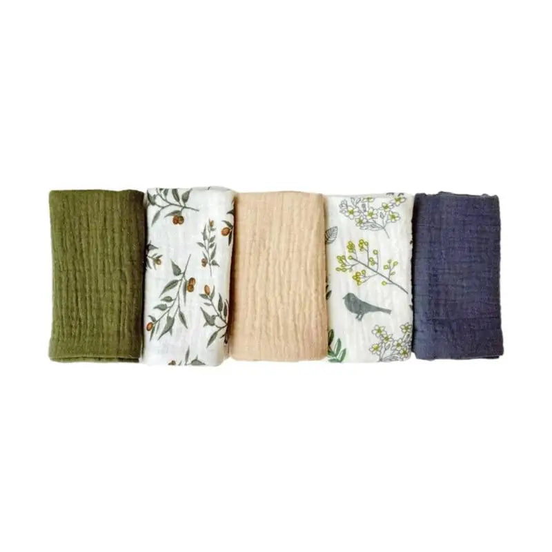 5-Pack Baby Burp Cloths | 4-Layer Soft Cotton Face Towels
