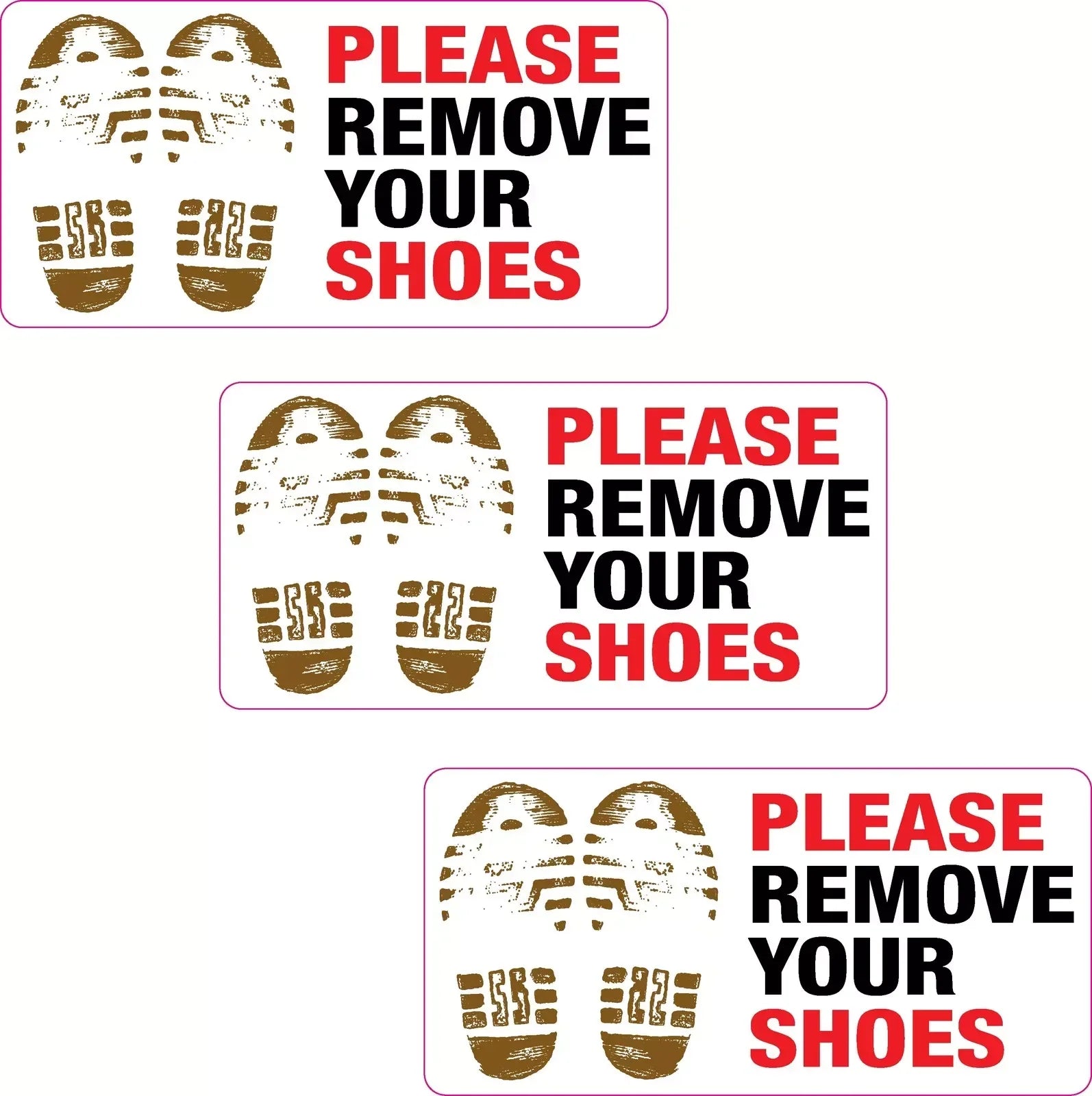 3Pack 100x50mm Please Remove Your Shoes Sticker For Car Wall Home Window Mosque Gym Pool Peaceful Pleasures Health and Wellness Default Title