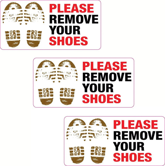 3Pack 100x50mm Please Remove Your Shoes Sticker For Car Wall Home Window Mosque Gym Pool Peaceful Pleasures Health and Wellness Default Title