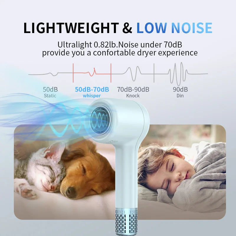 Professional Brushless Hair Dryer Negative Ions Hot and Cold Adjustment Blow Dryer Ultra-quiet High-speed Hair Dryer for Home Peaceful Pleasures Health and Wellness