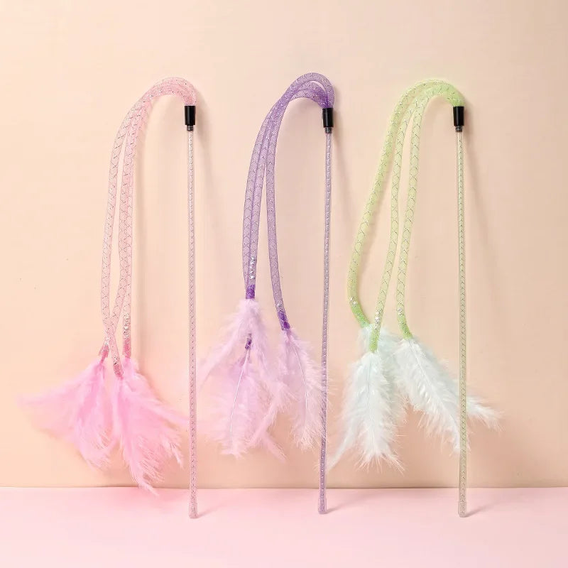 Interactive Feather Cat Toy with Bell – Bite-Resistant Wand