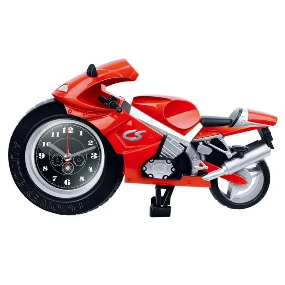 Cartoon Motorcycle Alarm Clock – Silent, Drop-Proof Desk Ornament