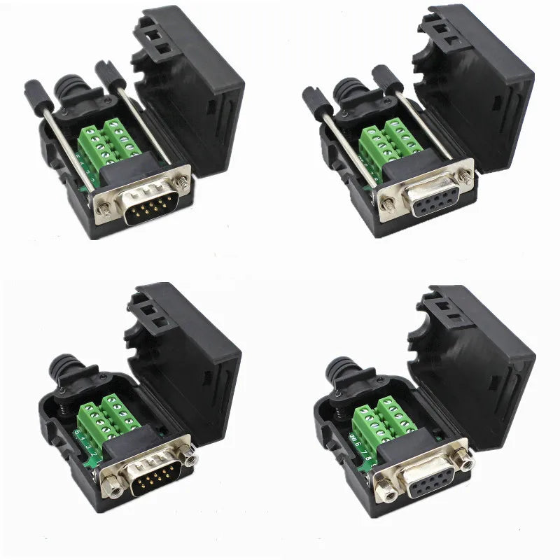 Two Row DB9-pin Solderless Connector RS232/485 Adapter Board 9P Serial Port COM Port Solderless Male and Female Plugs Peaceful Pleasures Health and Wellness