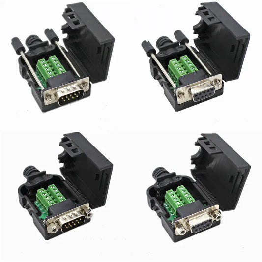 Two Row DB9-pin Solderless Connector RS232/485 Adapter Board 9P Serial Port COM Port Solderless Male and Female Plugs Peaceful Pleasures Health and Wellness