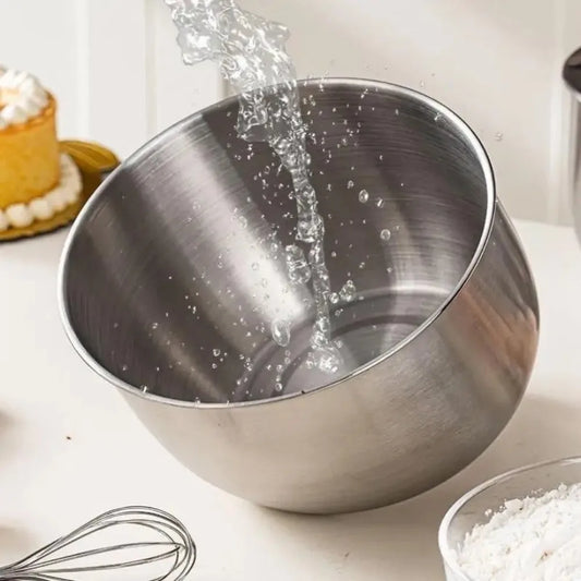 Stainless Steel Mixing Bowl Household Deep Design Salad Egg Beating Basin Splash Proof Bread Cake Fruit Container Peaceful Pleasures Health and Wellness