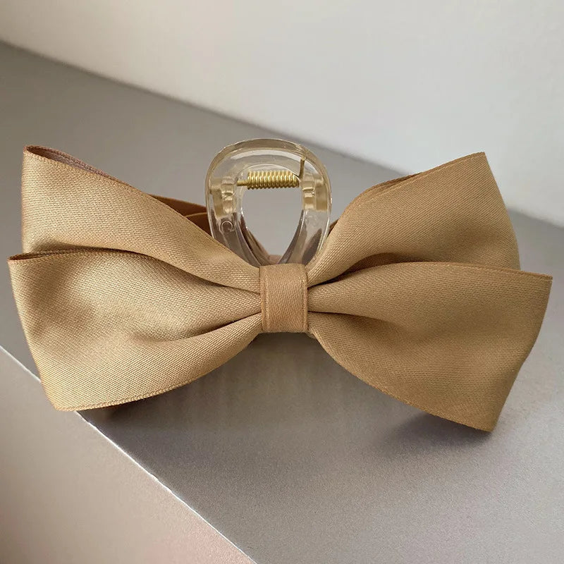 Black Satin Bow Clip WOMEN'S Summer Headwear Simple Temperament Hair