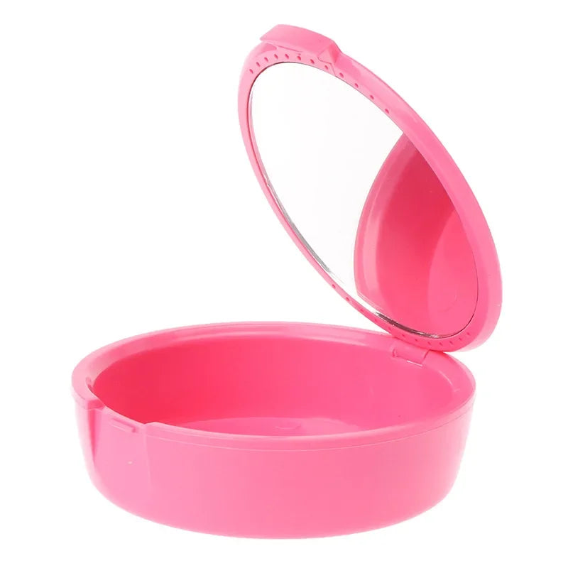 Travel Dental Retainer Case with Mirror – Magnetic Storage Box Dental Retainer Case Peaceful Pleasures Health and Wellness Pink