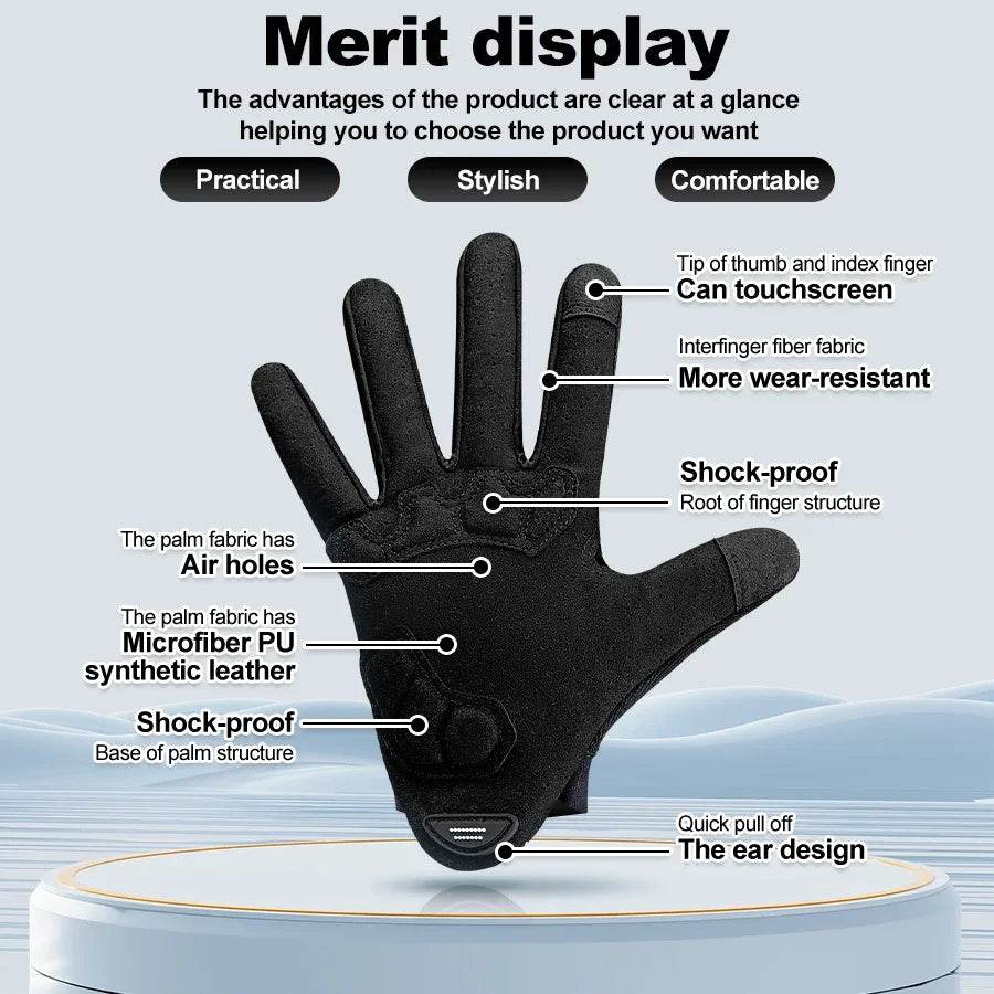 X-TIGER Full Finger Cycling Gloves – Touchscreen & Non-Slip