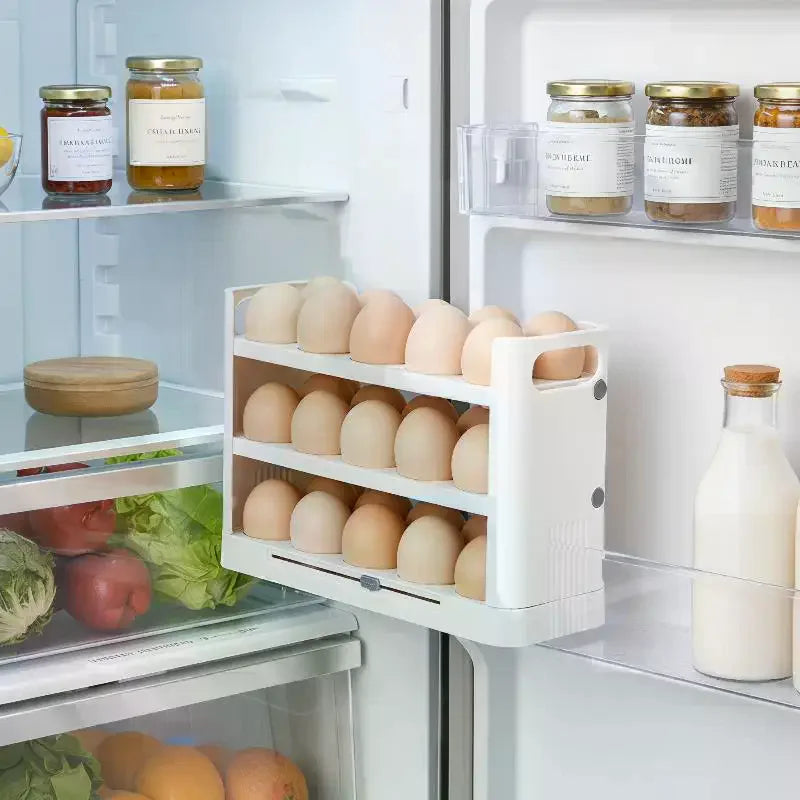 3-Layer Flip Egg Storage Box – Large Capacity Fridge Tray