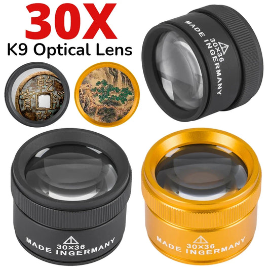 30X 36mm Magnifying Glass for Precision Work K9 Optical Lens Monocle Watch Magnifier Loupe Handheld Coin Stamps Jewelry Loupe Peaceful Pleasures Health and Wellness