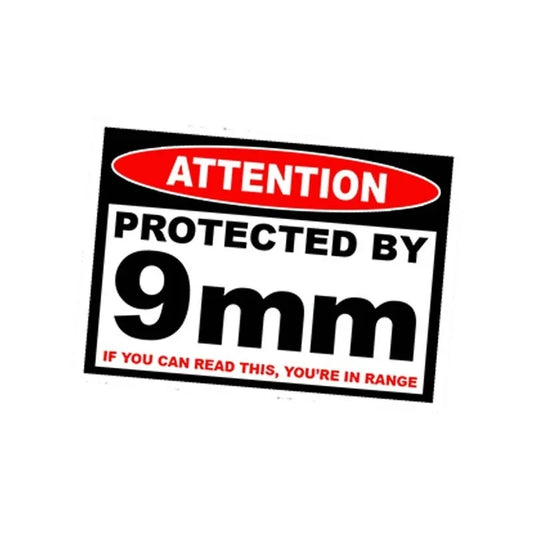 13cm*9.75cm Protected 9 mm Warning Sticker Safe Amendment Car Sticker Peaceful Pleasures Health and Wellness Default Title