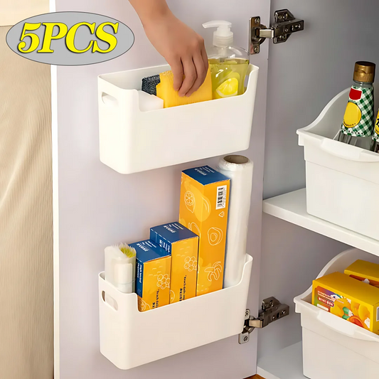 5-Pack No-Drill Cabinet Door Storage Baskets | Wall Organiser Storage Basket Set Oasis Select