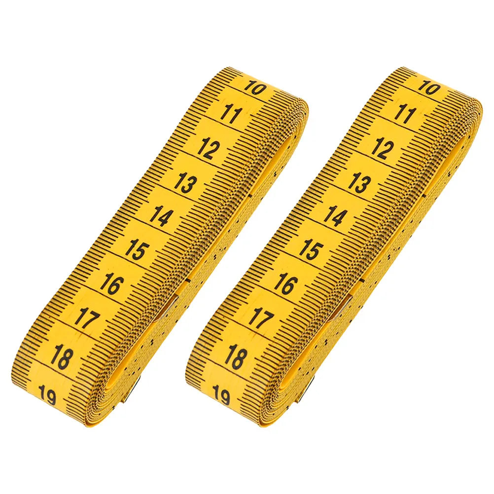 2Pcs Flexible Tape Measure Dual-Sided Soft Portable Tape Measure Body Waistline Sewing Hip Line Measurement Yellow Peaceful Pleasures Health and Wellness