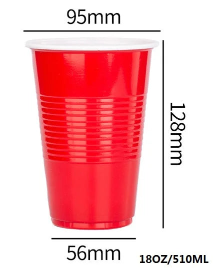 50PCS 18OZ 2OZ 16 OZ Plastic Party Cups in Red for Drinks, Soda, Punch, Barbecue, Cola or Water Disposable Peaceful Pleasures Health and Wellness 18OZ 50pcs