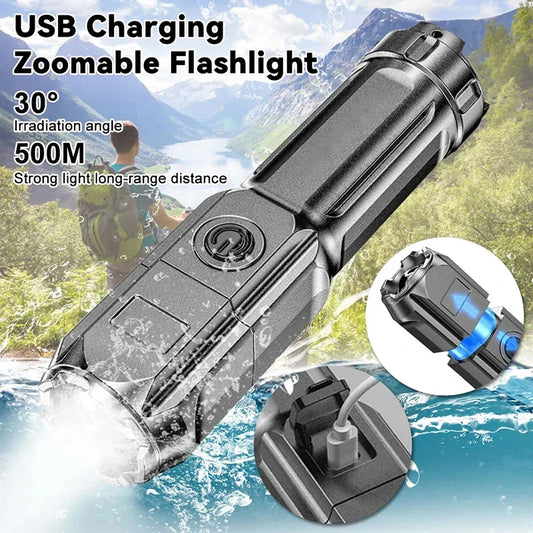 KDULIT Rechargeable LED Flashlight – Zoomable 3-Mode Torch LED Rechargeable Flashlight Oasis Select