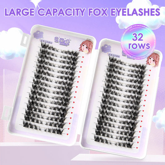 Foxes Style Cluster False Eyelashes – 32 Rows Thick Volume Cluster False Eyelashes Peaceful Pleasures Health and Wellness