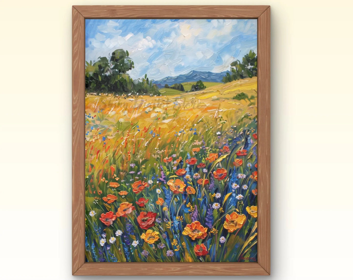 European Rural Scenery Floral Canvas Wall Art | Unframed Print
