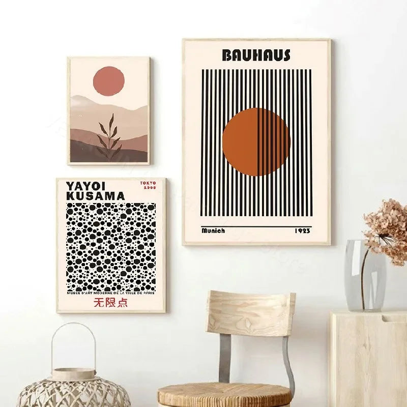Boho Bauhaus Matisse Canvas Yayoi Kusama Minimalist Wall Art Print Canvas Painting Posters for Living Room Modern Home Decor Peaceful Pleasures Health and Wellness