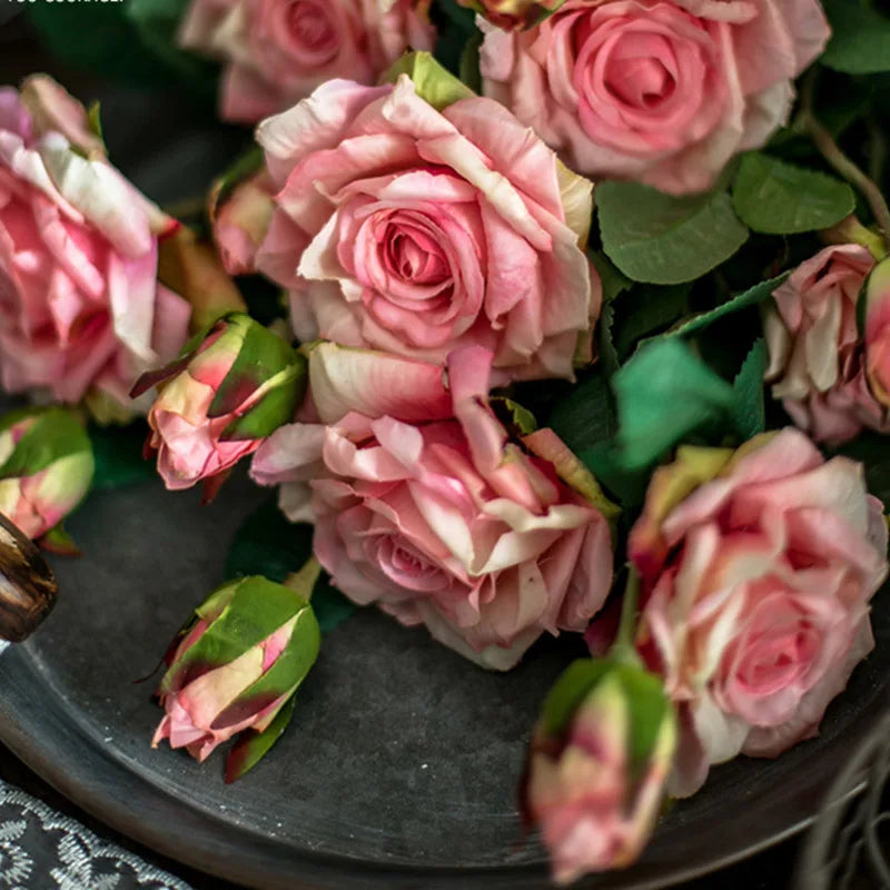 Big Silk Rose Branch – Artificial Flowers for Wedding & Home Decor