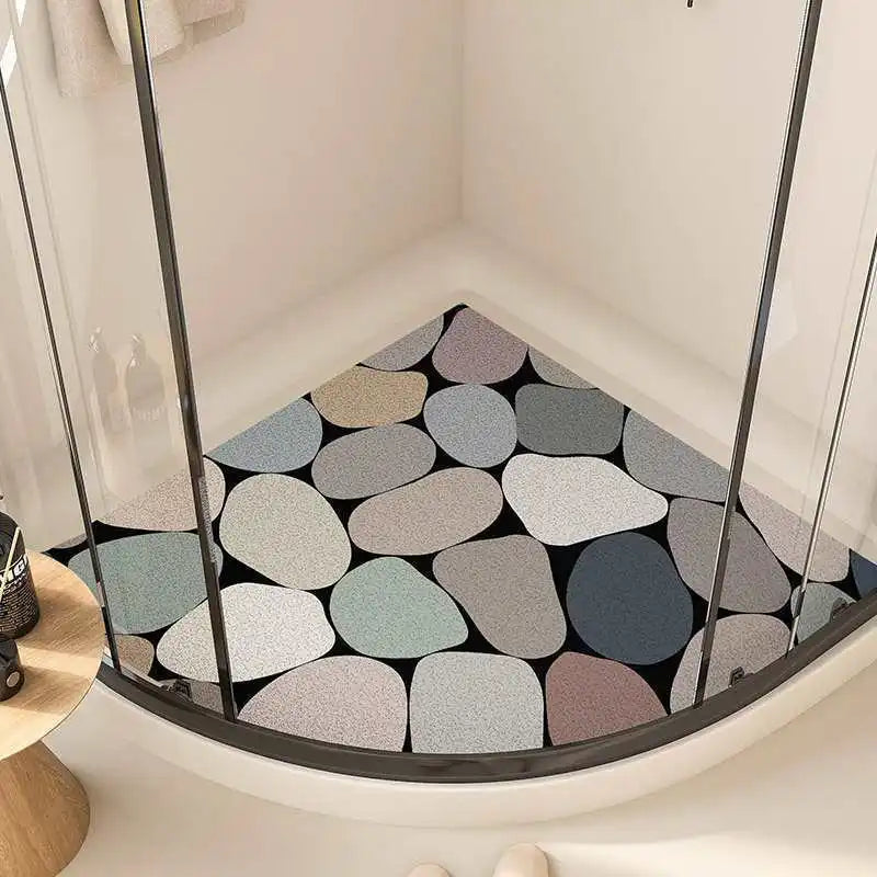 Fan-Shaped Anti-Slip Bathroom Mat – Cartoon Curved Suede Rug
