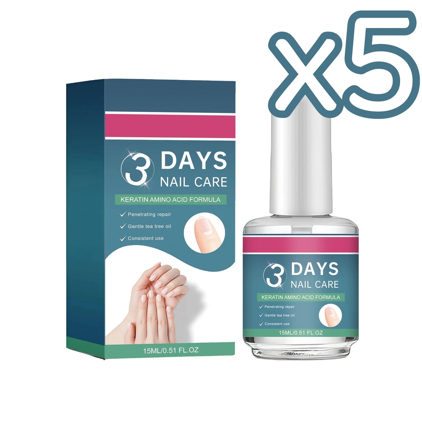 Plant-Based Nail Care Treatment Polish Restore Nail Health Moisturize Brightening Fingernail Repair Smooth Surface Nail Care Oil Peaceful Pleasures Health and Wellness 15ml Boxed x 5