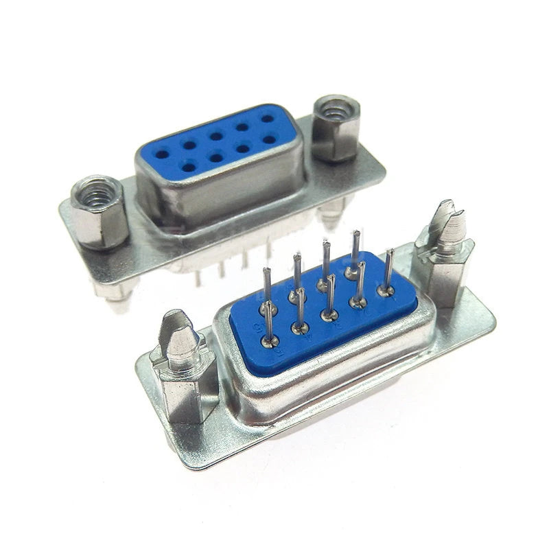 10Pcs Male/Female Blue Straight Pin DB9 D-sub PCB Mount RS232 Serial Port Connector Socket With Screw Nuts Peaceful Pleasures Health and Wellness