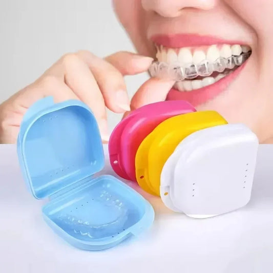 Retainer Case Mouth Guard Case Orthodontic Denture Storage Container Carabiner Hook Air Vent Holes Dental Teeth Retainer Box Peaceful Pleasures Health and Wellness