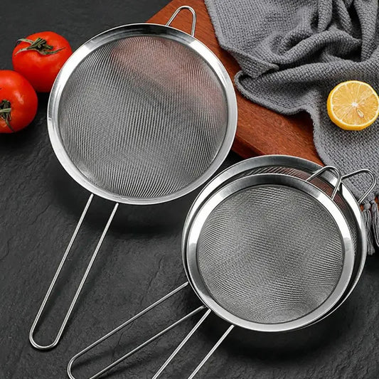 Set of 3 Stainless Steel Fine Mesh Strainers | Long Handle Mesh Strainer Set Oasis Select