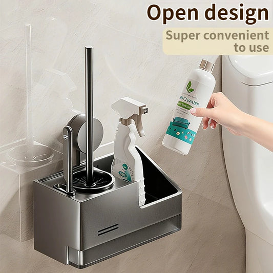 Wall-Mounted Suction Cup Toilet Brush & Holder – No Drill Toilet Brush Holder Peaceful Pleasures Health and Wellness