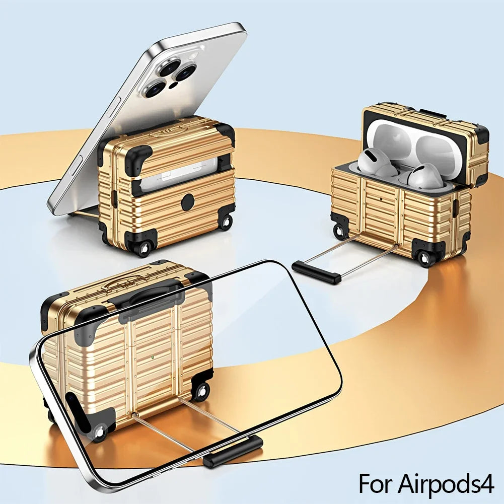 Mini Suitcase AirPods Case – Drop-Proof PC & TPU Cover
