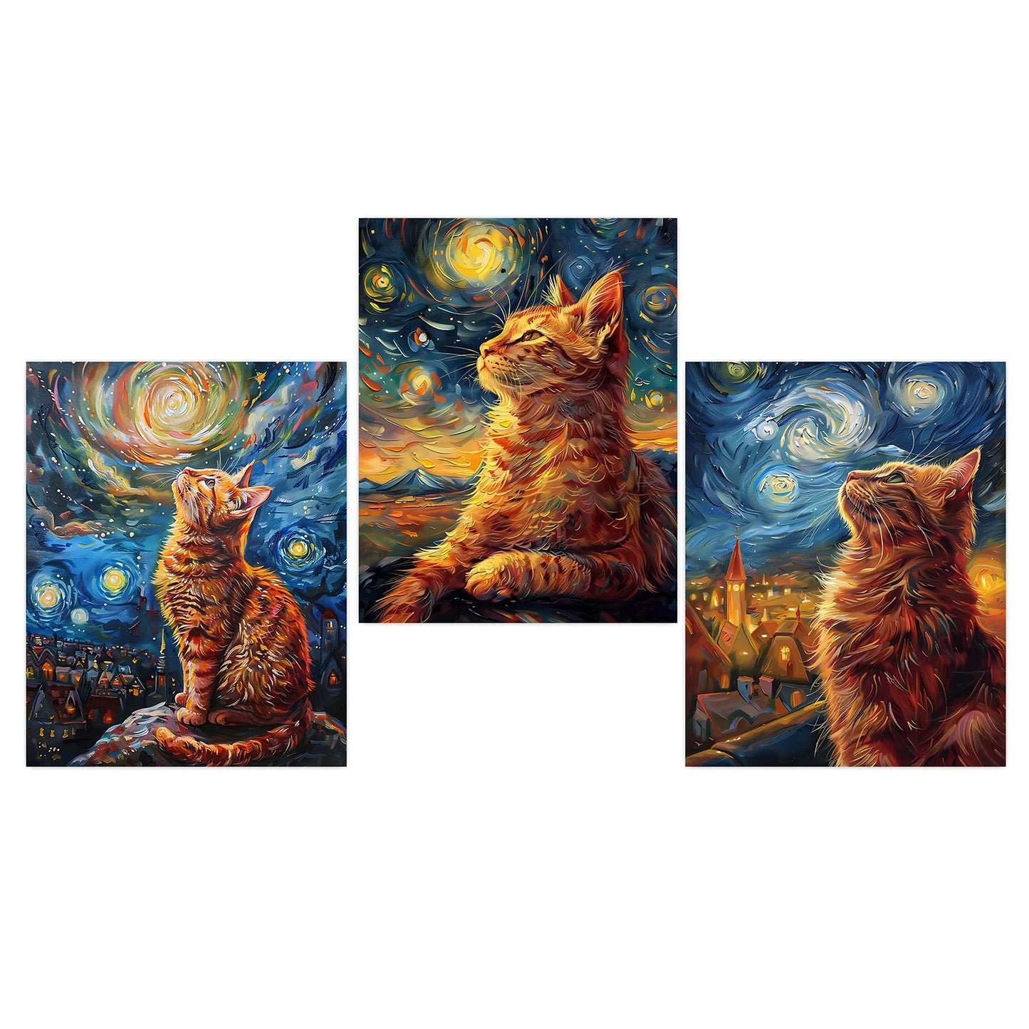 Nordic Impressionist Cat Canvas Wall Art | Tabby Poster Print Canvas Wall Art Peaceful Pleasures Health and Wellness 01 15x20cm No Frame China Mainland
