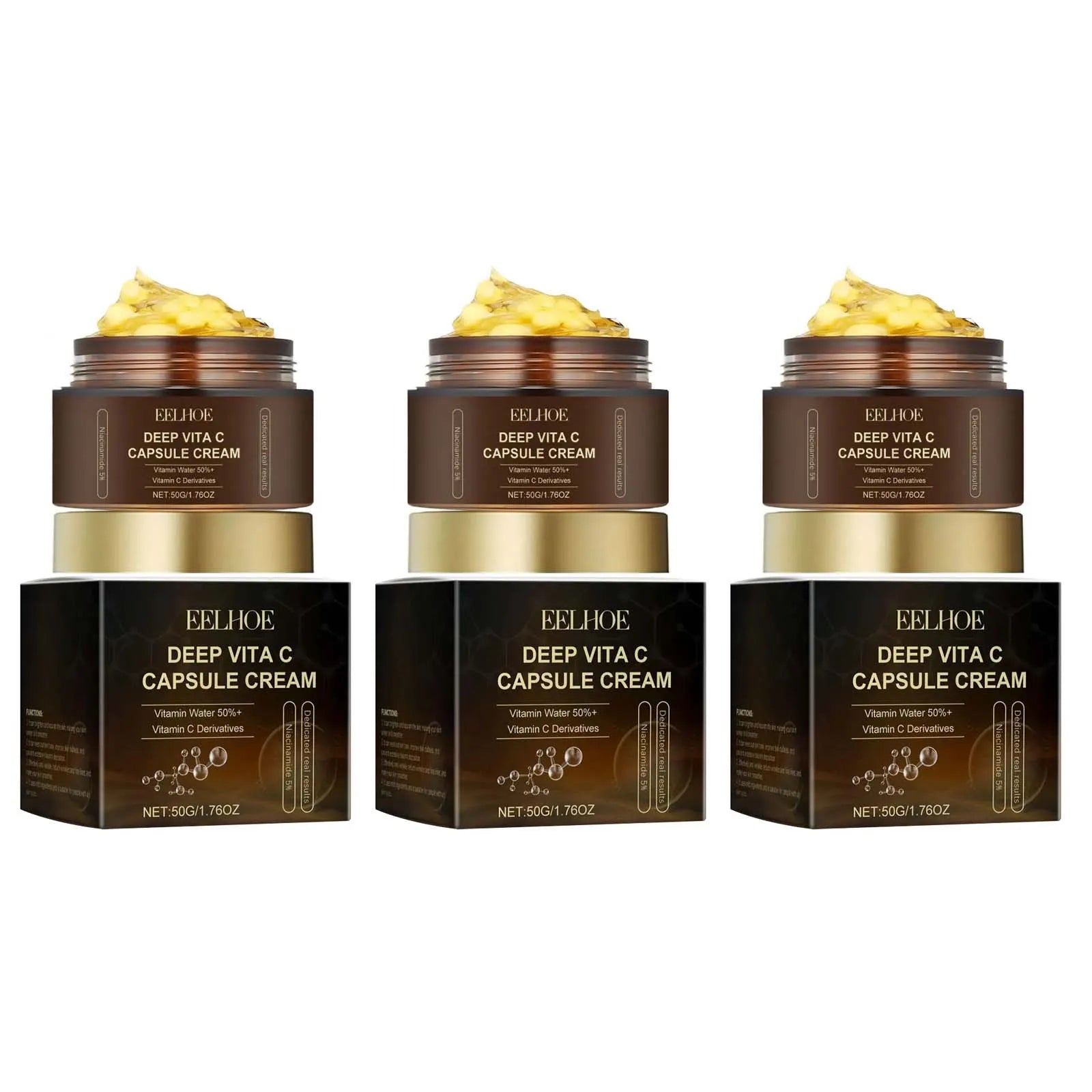 Vitamin C Face Cream – Brighten, Firm & Correct Dark Spots Peaceful Pleasures Health and Wellness 3 x 50g boxed