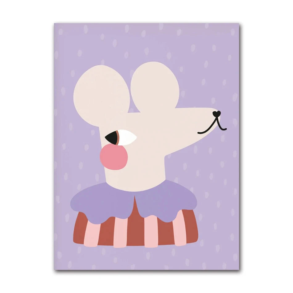 Cute Animals Canvas Print – Kids Nursery Wall Art Poster